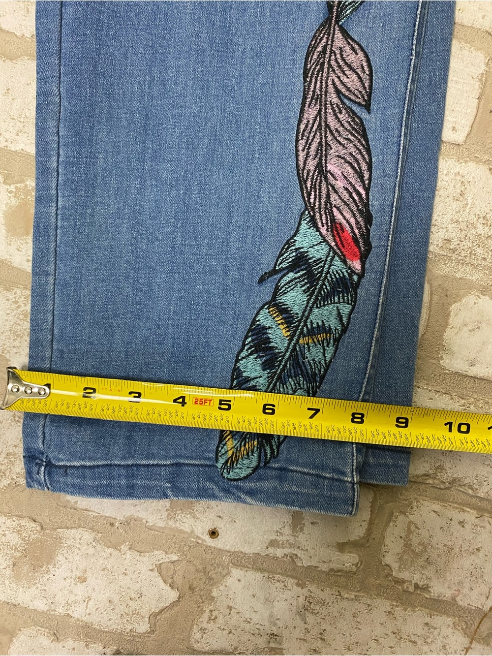 Back in the Saddle Women's Light Blue Boot Cut Jeans with Feather Embroidery 14 - Picture 9 of 9